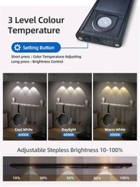 Motion Sensor Cabinet Mood Light, 45Cm Wireless Closet Light, 1500Mah Rechargeable Dimmable Led Light Bar With 3 Light Colors, Magnetic Install (1800K-6500K) - Aluminium, White