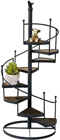Wrought Iron Planter for Balcony & Indoor, Spiral Stair Shape Flower Pot, Vase Stand for Outdoor, Home Decoration | Multi Tier Plant Stand (Black)