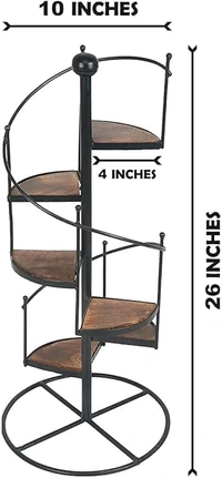 Wrought Iron Planter for Balcony & Indoor, Spiral Stair Shape Flower Pot, Vase Stand for Outdoor, Home Decoration | Multi Tier Plant Stand (Black)