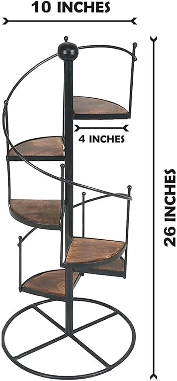 Wrought Iron Planter for Balcony & Indoor, Spiral Stair Shape Flower Pot, Vase Stand for Outdoor, Home Decoration | Multi Tier Plant Stand (Black)