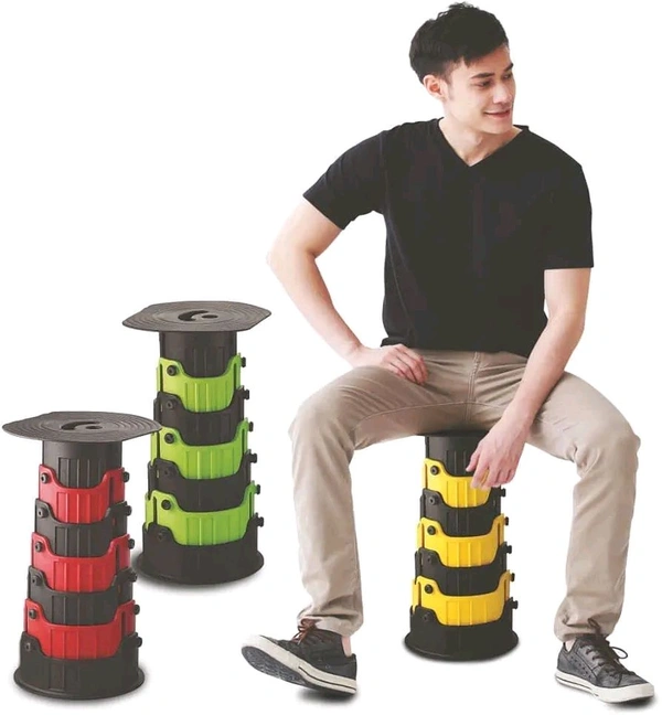 Twist N Go Multi Level Folding Stool Anywhere Stool Plastic Heavy Duty Stool Portable and Foldable Bar Stool Pack of 1 pcs Multi Colour