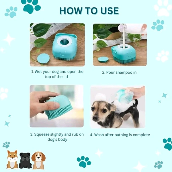  Dog Bath Brush for Grooming & Bathing, Dog Washing Brush for Labrador, German Shepherd, Golden Retriever |Dog Cat Bath Brush| Massage Brush Soft Silicone Rubber- Any Color - Pack of 1