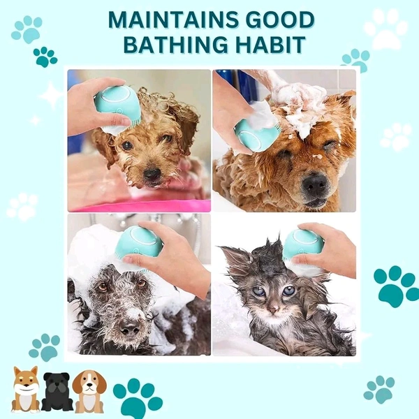  Dog Bath Brush for Grooming & Bathing, Dog Washing Brush for Labrador, German Shepherd, Golden Retriever |Dog Cat Bath Brush| Massage Brush Soft Silicone Rubber- Any Color - Pack of 1