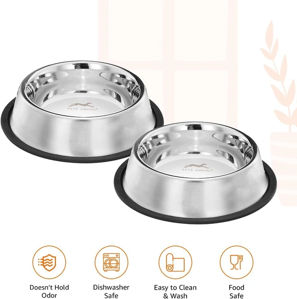 Stainless Steel Dog Bowl, Dog Food Bowl, Dog Feeding Bowl, Medium (Set of 2 x 700ml)