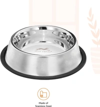 Stainless Steel Dog Bowl, Dog Food Bowl, Dog Feeding Bowl, Medium (Set of 2 x 700ml)