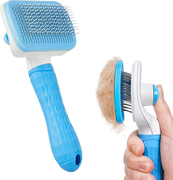 Self Cleaning Slicker Pet Grooming Brush | Pet Cleaning Tool Suitable for All Pets | Rectangular Shape