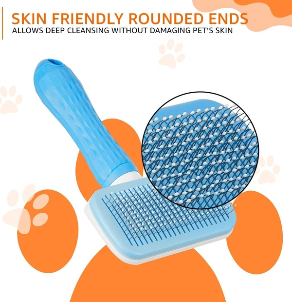Self Cleaning Slicker Pet Grooming Brush | Pet Cleaning Tool Suitable for All Pets | Rectangular Shape