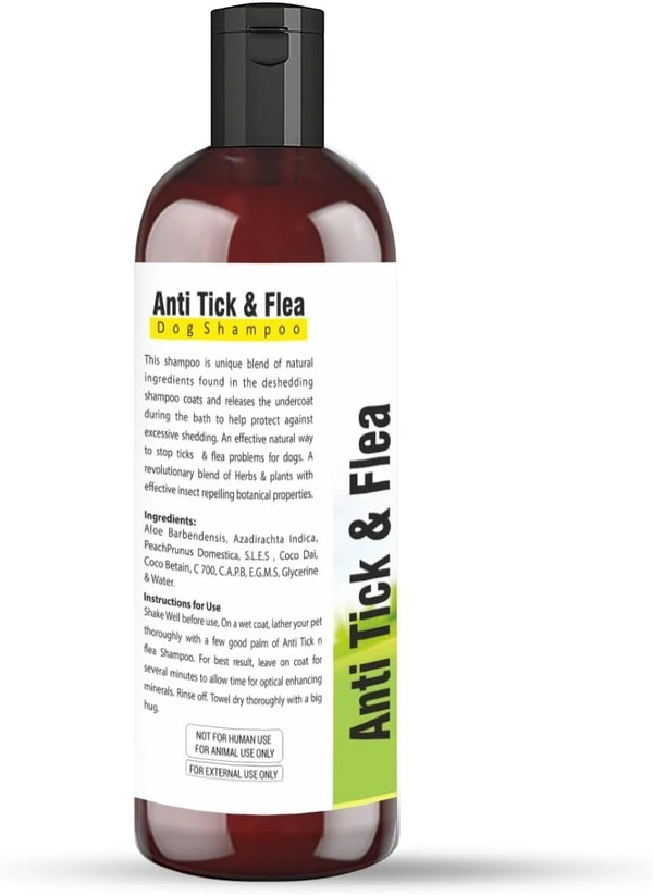 Dog Shampoo & Puppy Shampoo - Naturally Organic Dog Shampoo for Smelly Dogs Grooming Products for Dogs, Deshedding Shampoo for Dogs Pet Shampoo 200 ml (Anti Tick & Flea (Lemon)+Bath Brush)