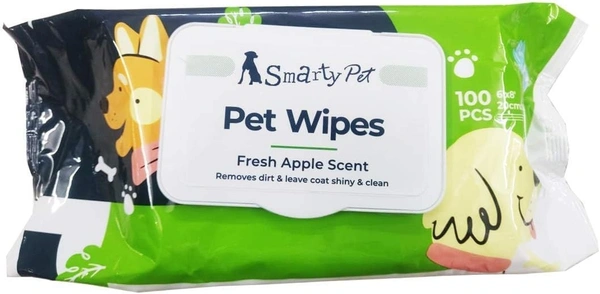 Hypoallergenic Dog Wipes, Cleaning and Odor-Controlling Grooming Wipes for Paws, Body, and Butt, Perfect for Puppy and Adult Dogs, Fresh Apple Scent, 100 Count