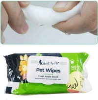 Hypoallergenic Dog Wipes, Cleaning and Odor-Controlling Grooming Wipes for Paws, Body, and Butt, Perfect for Puppy and Adult Dogs, Fresh Apple Scent, 100 Count