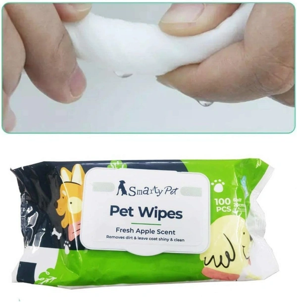 Hypoallergenic Dog Wipes, Cleaning and Odor-Controlling Grooming Wipes for Paws, Body, and Butt, Perfect for Puppy and Adult Dogs, Fresh Apple Scent, 100 Count