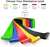 Resistance Bands Set for Men and Women, Pack of 5 Different Levels Elastic Band for Home Gym Long Exercise Workout – Great Fitness Equipment for Training, Yoga – Free Carrying Bag