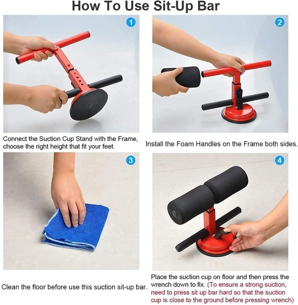 Sit-Up Bar With Foam Handle and Rubber Suction Seat Up Fitness Equipment Sit-ups and Push-ups Assistant Device For Weight Lose Gym Workout Abdominal Curl Exercise Work Out Trainer (Pack of 1)