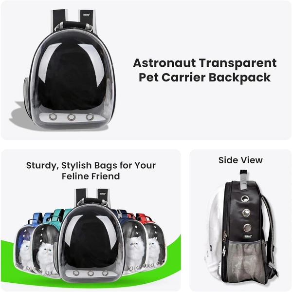 Astronaut Pet Carrier Backpack, Designed with Breathable Space, Ventilated,Ideal Cat House, Portable Cat Bag, Secure and Comfortable Cat Carrier Travel Bag for Outdoor Use Pet Bag (Black)