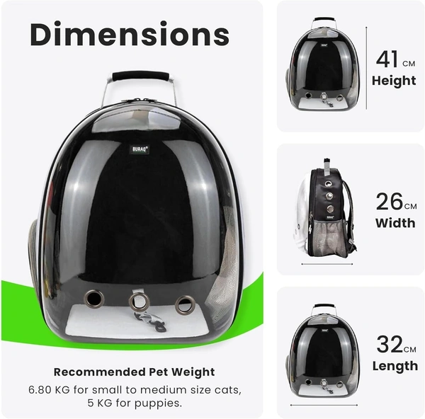 Astronaut Pet Carrier Backpack, Designed with Breathable Space, Ventilated,Ideal Cat House, Portable Cat Bag, Secure and Comfortable Cat Carrier Travel Bag for Outdoor Use Pet Bag (Black)
