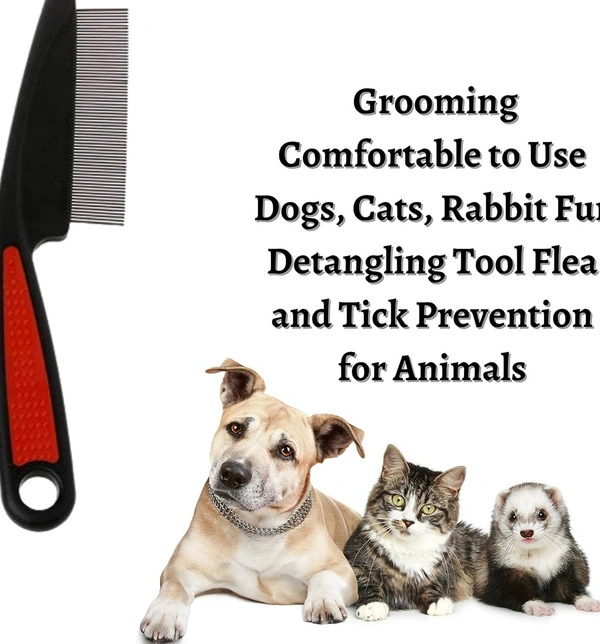 Pet Flea Comb for Dog, Cat, Birds and Rabbit (Flea Comb - Large) | Stainless Steel Fine Tooth Flea Lice Tear Stain Remover Comb | Hair Nit Comb For Head Nit Treatment Removes Head Nits