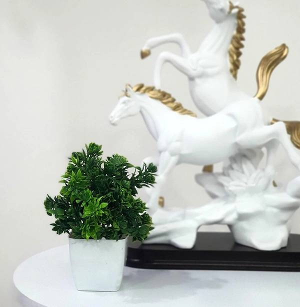 Plastic Artificial Plants Mini, Eucalyptus Potted Faux Decorative Grass Plant For Home Decor, Indoor, Office, Desk, Shelf, Table Decoration (Pack Of 4), Green