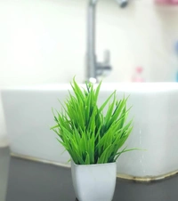 Artificial Plants Fake Potted Plants, Eucalyptus Potted Faux Decorative Grass Plant with White Pot for Home Decor, Indoor, Office, Desk, Shelf, Table Decoration (10 Mini)