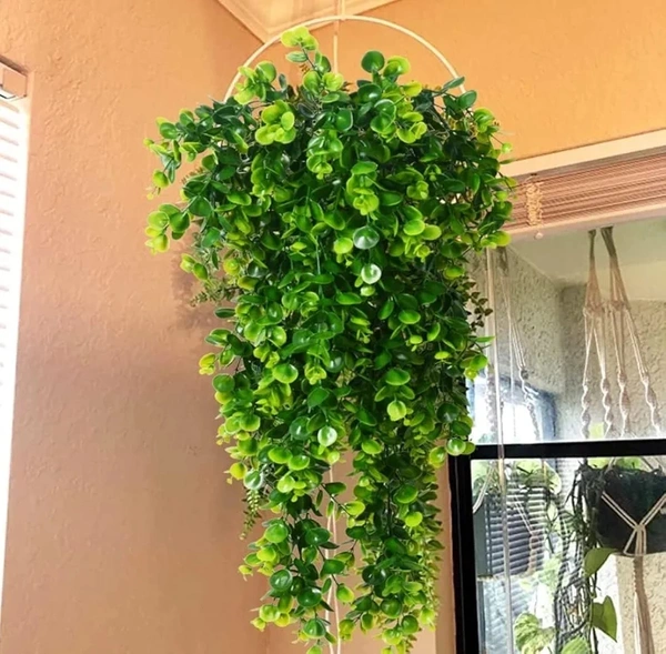 1Pcs Artificial Hanging Plants Fern Vine - Fake Ivy Leaves Decoration for Indoors & Outdoors, Faux Foliage Greenery Decor for Living Room, Balcony, Garden, Bedroom (1Pcs) (Green-e)
