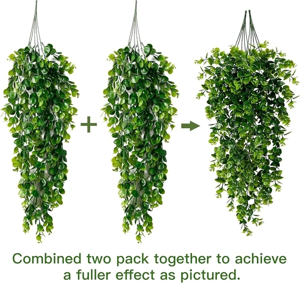 1Pcs Artificial Hanging Plants Fern Vine - Fake Ivy Leaves Decoration for Indoors & Outdoors, Faux Foliage Greenery Decor for Living Room, Balcony, Garden, Bedroom (1Pcs) (Green-e)