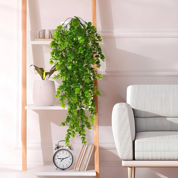 1Pcs Artificial Hanging Plants Fern Vine - Fake Ivy Leaves Decoration for Indoors & Outdoors, Faux Foliage Greenery Decor for Living Room, Balcony, Garden, Bedroom (1Pcs) (Green-e)