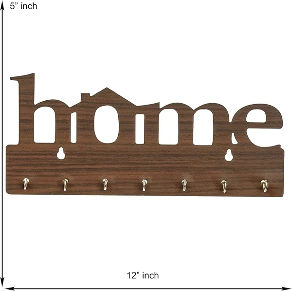 Premium Home Keys Wooden Key Holder (29 cm x 13.5 cm x 0.4 cm, Wood) 7 Hook - Decorative Items for Home Decor (Brown)