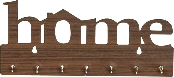 Premium Home Keys Wooden Key Holder (29 cm x 13.5 cm x 0.4 cm, Wood) 7 Hook - Decorative Items for Home Decor (Brown)