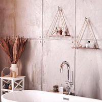 Hanging Shelves - Adjustable Rope Hanging Shelf, Wall Hanging Decor, Lightweight, Premium Wooden Shelf, Hanging Plant Shelf for Bedroom and Living Room (1 Pcs)