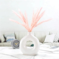 Ceramic Donut Vase, Flower Vase Pampas Grass Vase, Vase Home Decor Centrepiece Decor for Home, Office, or Gifts-Vase Only - (White, 6 inch)