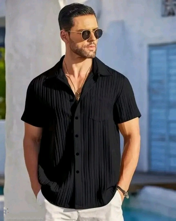 Stylish Blended Popcorn Half Sleeve Shirt for Men - S