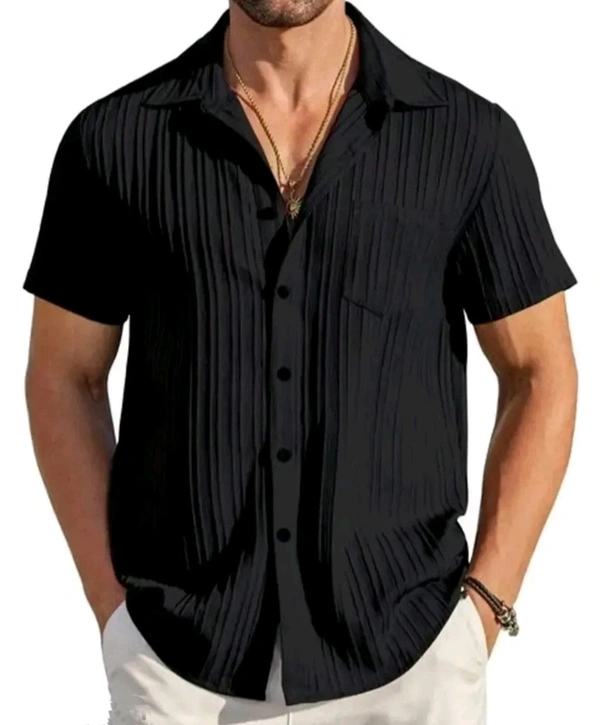 Stylish Blended Popcorn Half Sleeve Shirt for Men - S