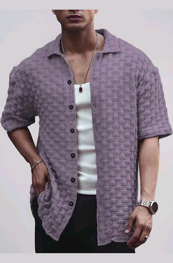 Casual Shirt for Men||Popcorn Shirt for Men||Cutaway Collar|| Men Stylish Shirt - S, Lavendor