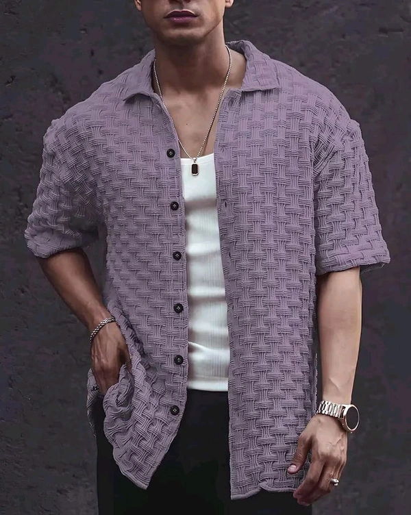 Casual Shirt for Men||Popcorn Shirt for Men||Cutaway Collar|| Men Stylish Shirt - S, Lavendor