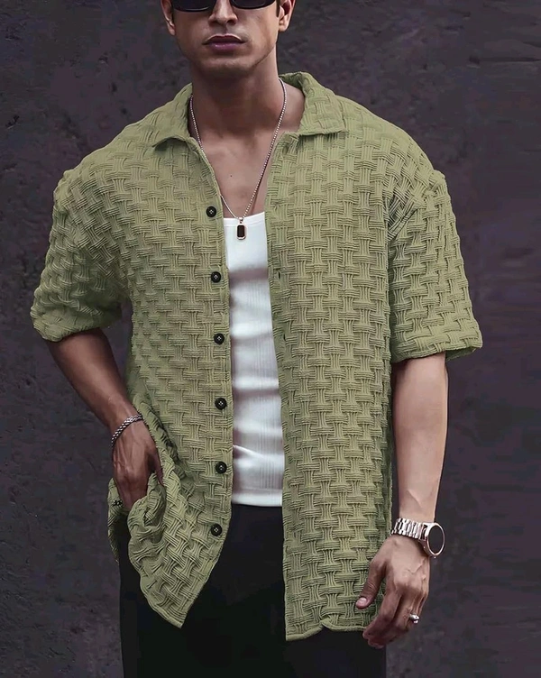 Casual Shirt for Men||Popcorn Shirt for Men||Cutaway Collar|| Men Stylish Shirt - S, Light Green