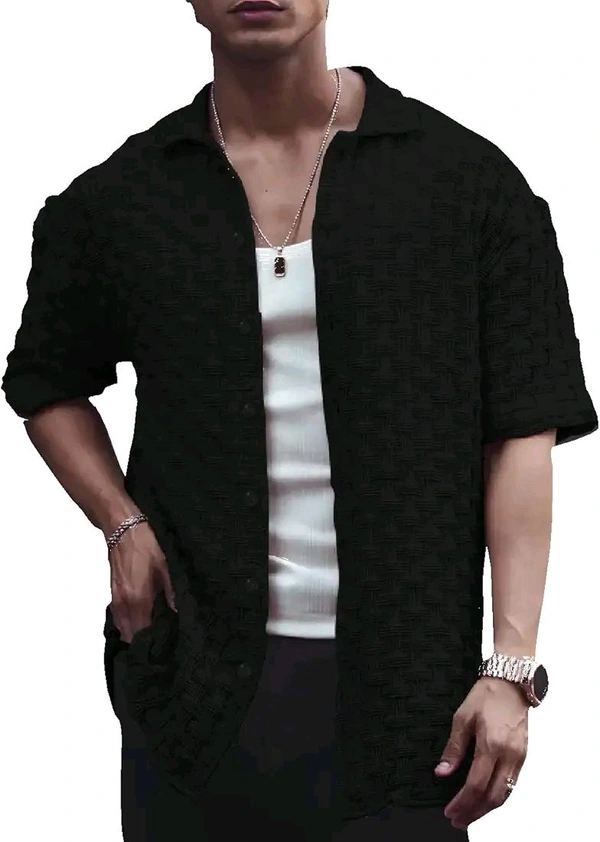 Casual Shirt for Men||Popcorn Shirt for Men||Cutaway Collar|| Men Stylish Shirt - M, Black