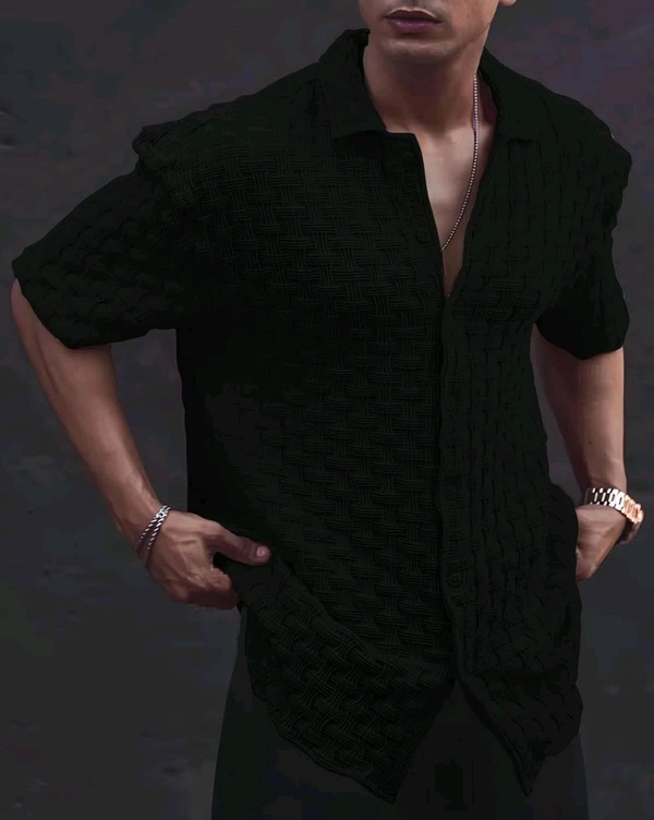 Casual Shirt for Men||Popcorn Shirt for Men||Cutaway Collar|| Men Stylish Shirt - M, Black