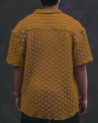 Casual Shirt for Men||Popcorn Shirt for Men||Cutaway Collar|| Men Stylish Shirt - L, Gold