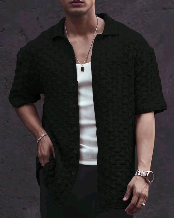 Casual Shirt for Men||Popcorn Shirt for Men||Cutaway Collar|| Men Stylish Shirt - XL, Black