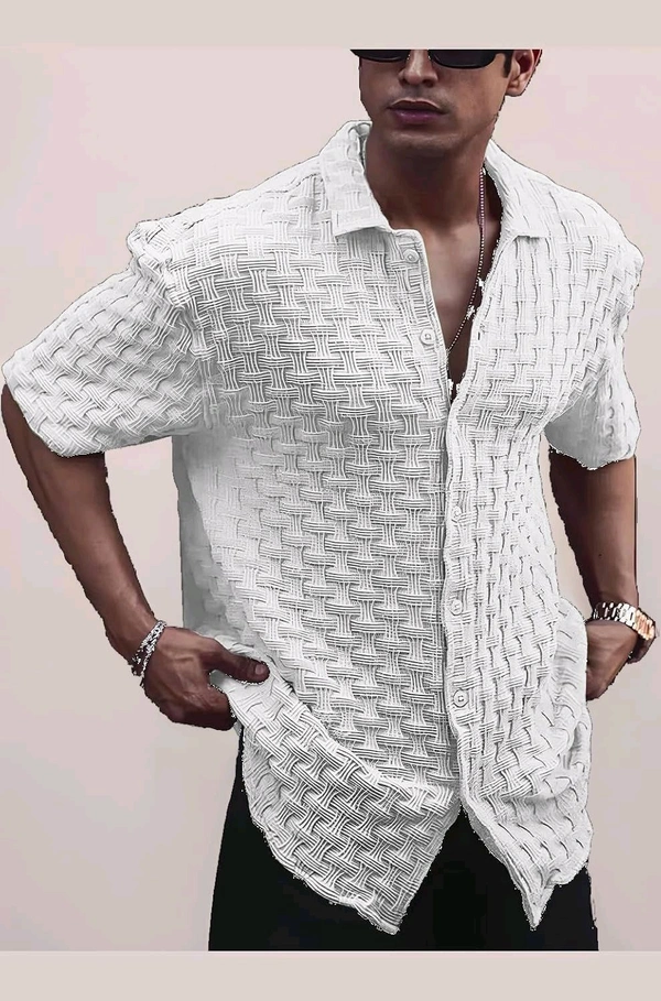 Casual Shirt for Men||Popcorn Shirt for Men||Cutaway Collar|| Men Stylish Shirt - XL, White
