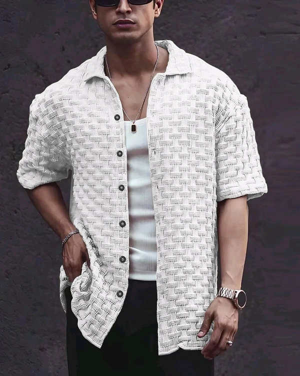 Casual Shirt for Men||Popcorn Shirt for Men||Cutaway Collar|| Men Stylish Shirt - XL, White