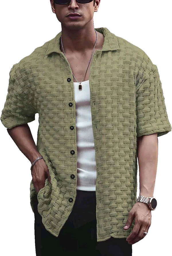 Casual Shirt for Men||Popcorn Shirt for Men||Cutaway Collar|| Men Stylish Shirt - 2XL, Light Green