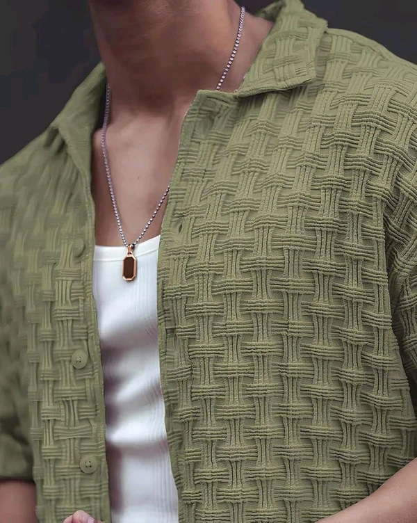 Casual Shirt for Men||Popcorn Shirt for Men||Cutaway Collar|| Men Stylish Shirt - 2XL, Light Green