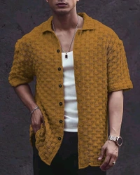 Casual Shirt for Men||Popcorn Shirt for Men||Cutaway Collar|| Men Stylish Shirt - 2XL, Gold