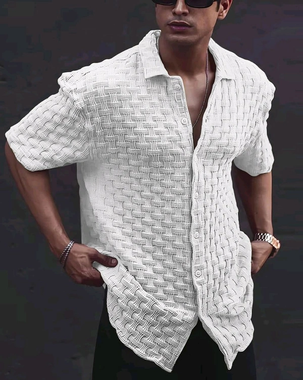 Casual Shirt for Men||Popcorn Shirt for Men||Cutaway Collar|| Men Stylish Shirt - 2XL, White