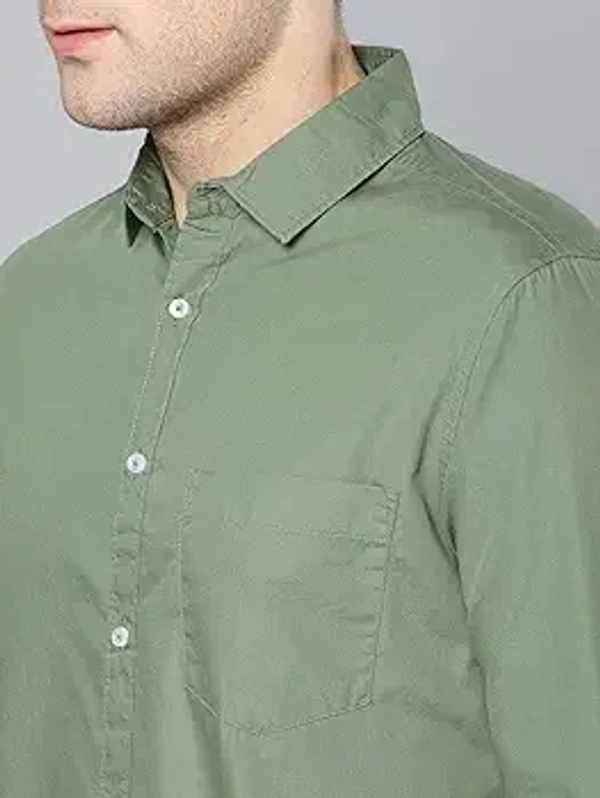 Men's Solid Slim Fit Cotton Casual Shirt with Spread Collar & Full Sleeves (Also Available in Plus Size) - S