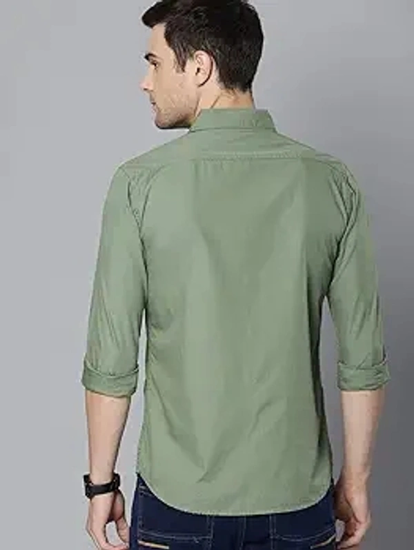 Men's Solid Slim Fit Cotton Casual Shirt with Spread Collar & Full Sleeves (Also Available in Plus Size) - M