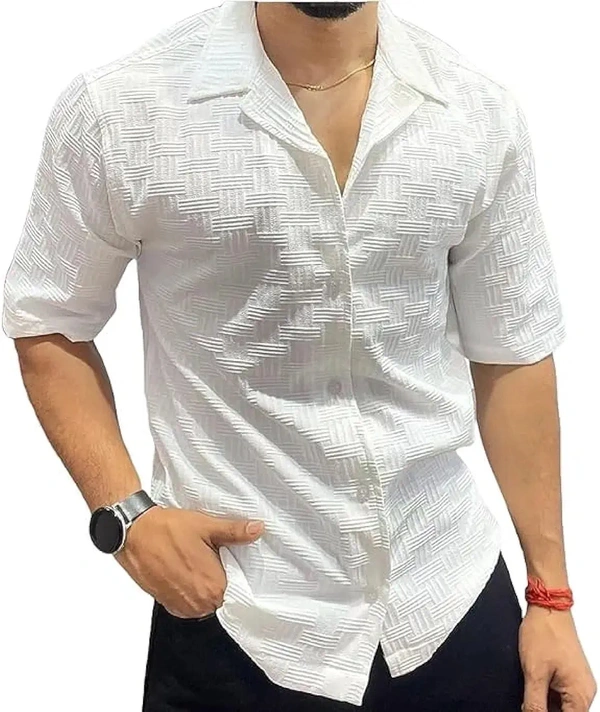 Textured Popcorn Shirts for Men || Casual Shirt for Men || Shirt for Men|| Men Stylish Half Sleeve Shirt || Men Fancy Shirt - L