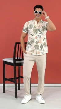 Trendy Clothing Set with Shirt & Pants Co-ords for Men - M