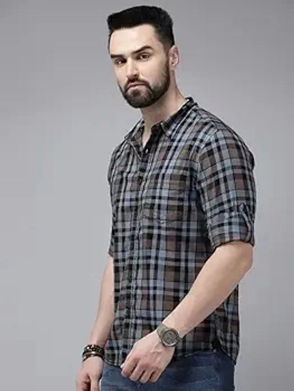 Casual Shirt for Men|| Shirt for Men|| Stylish Latest Shirt for Men || Printed Checkered Shirt for Men - L