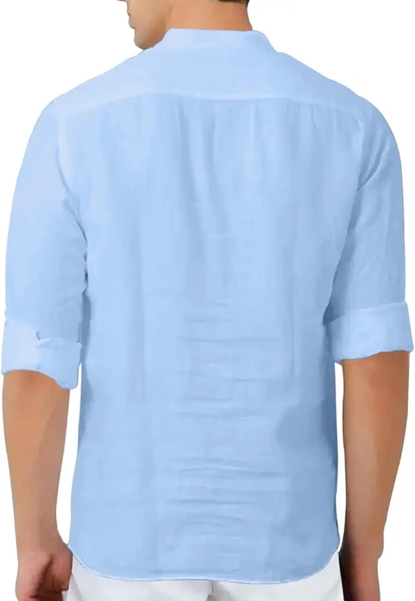 Men Solid Cotton Blend Full Sleeve Straight Kurta Shirt, Regular Fit Short Kurta Shirt for Men - M